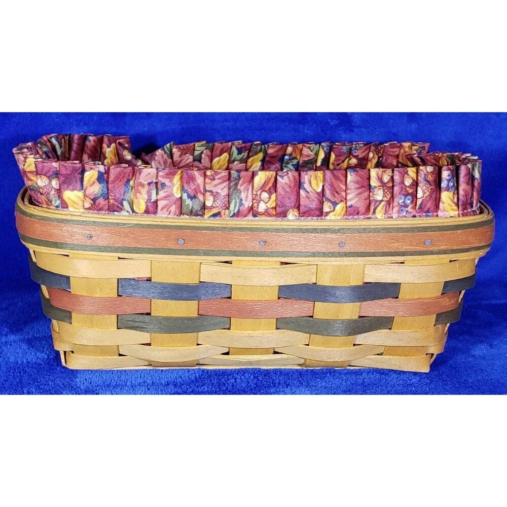 Longaberger 1998 SHADES OF AUTUMN BAKER'S BOUNTY Basket, Liner and Protector